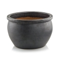 Niska okrągła grafitowa donica ceramiczna szkliwiona