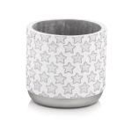 Doniczka Osłonka ceramiczna srebrna w gwiazdki ⌀14
