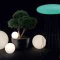 Biała lampa LED stojąca na stelażu elipsa Micante Ufo barwa turkusowa