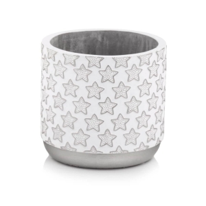 Doniczka Osłonka ceramiczna srebrna w gwiazdki ⌀14