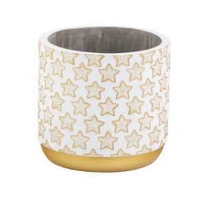 Doniczka Osłonka ceramiczna złota w gwiazdki ⌀14