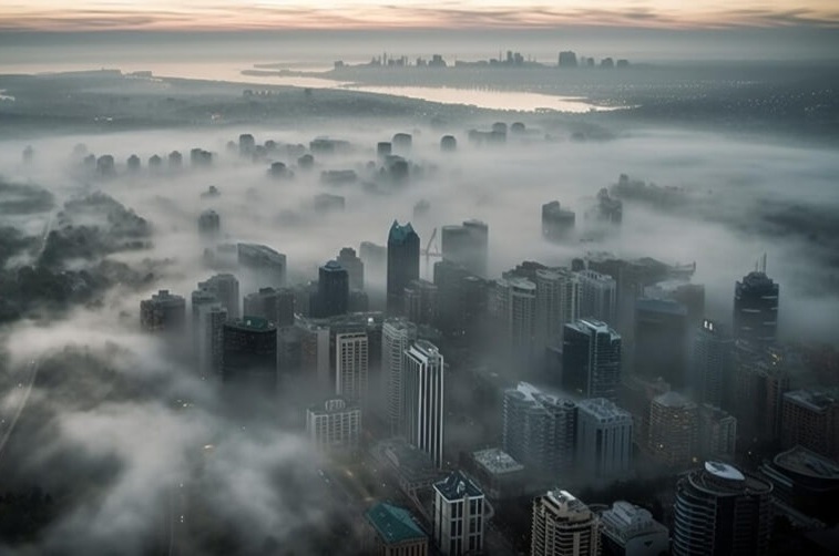 Gęsty smog nad miastem