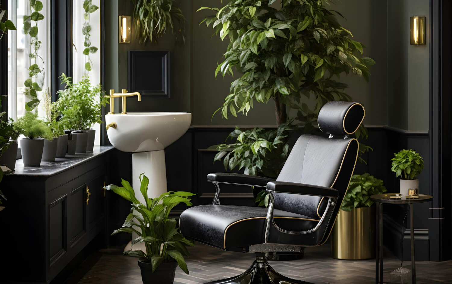 Rośliny w salonie fryzjerskim