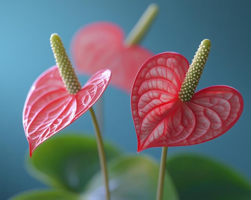 Anturium kwiaty w kształcie serca na walentynki