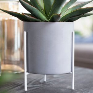 Kwietnik CYLINDER – szara osłonka Ø 13 cm i stojak metalowy