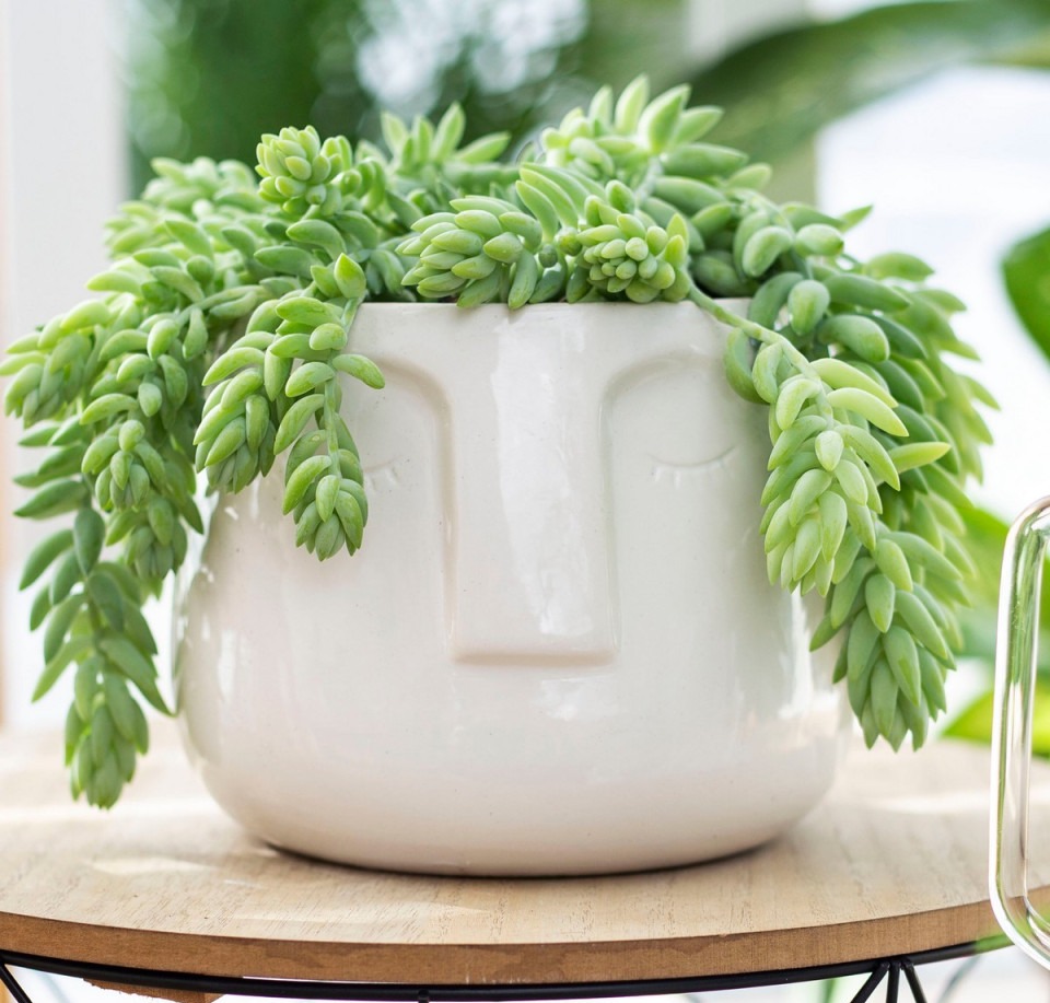 Osłonka ceramiczna w kształcie buźki, biała Ø 17 cm